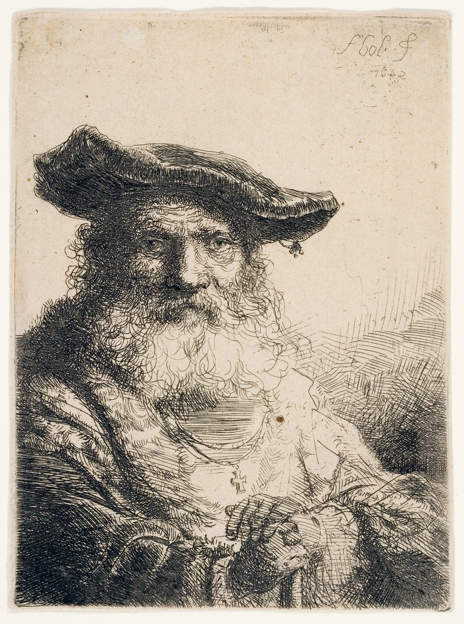 Folyó szakállú öregember, 1642 alkotó: Ferdinand Bol