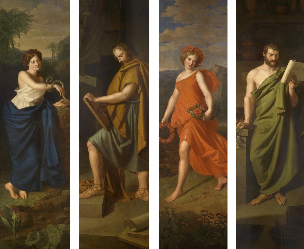 Hygieia, Hippokrates, Flora és Galen alkotó: Ferdinand Georg Waldmuller