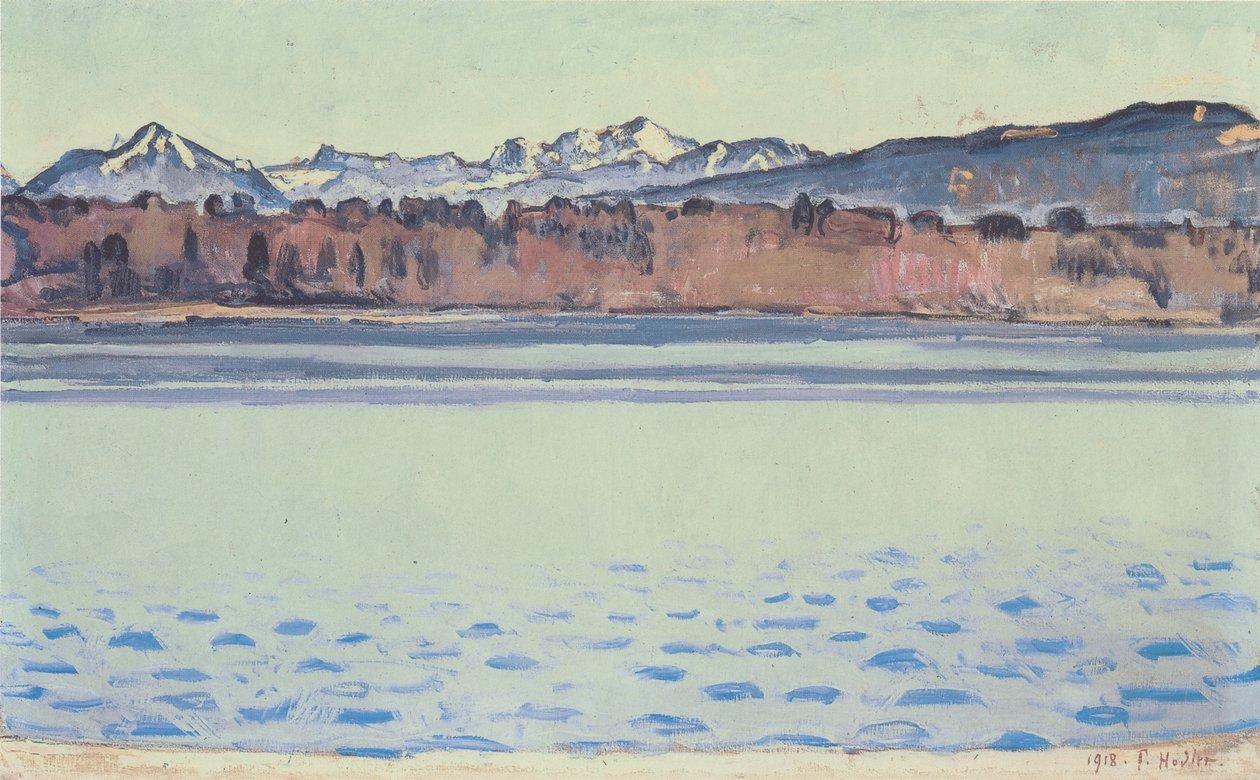A Genfi-tó délután Mont-Blanc-szal alkotó: Ferdinand Hodler