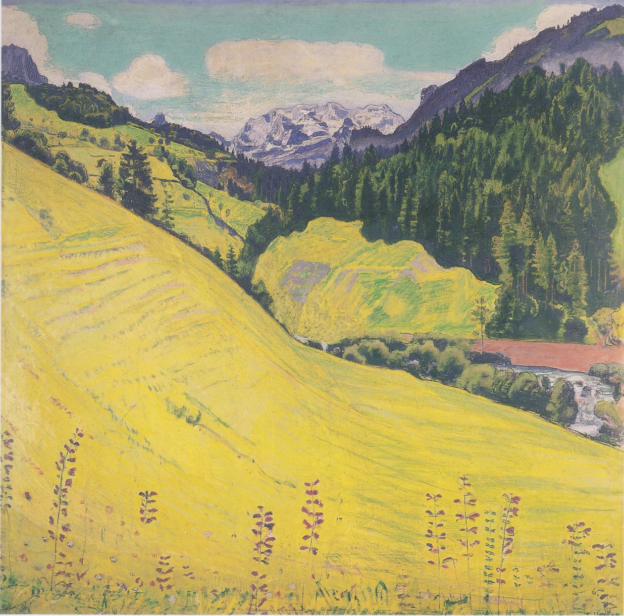 Kiental mit Blümlisalp alkotó: Ferdinand Hodler