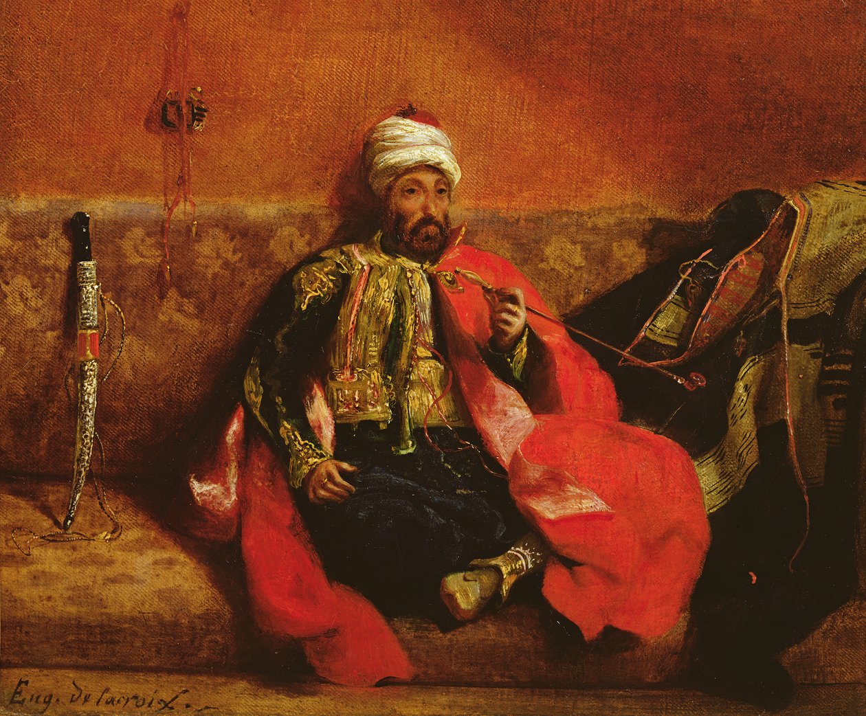 Egy kanapén ülve dohányzó török, 1825 körül alkotó: Ferdinand Victor Eugene Delacroix