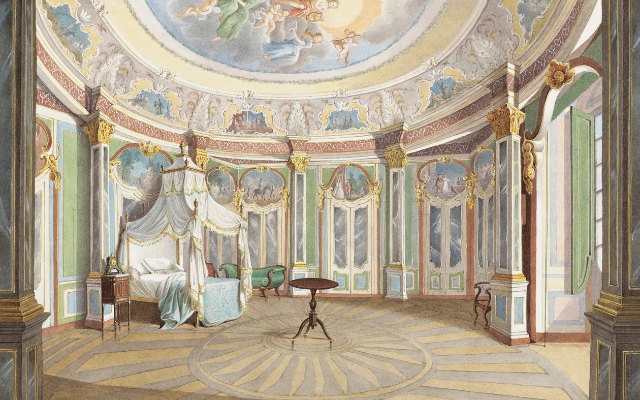 IV. Pedro portugál király hálószobája (I. Dom Pedro brazil császár), Queluz palotája alkotó: Ferdinand le Feubure