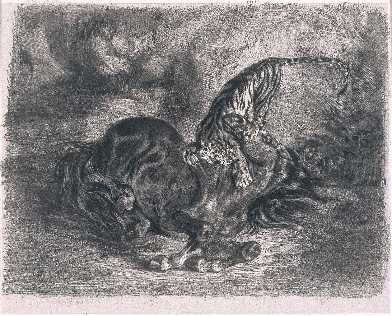 Tigris által levágott vadló alkotó: Ferdinand Victor Eugene Delacroix