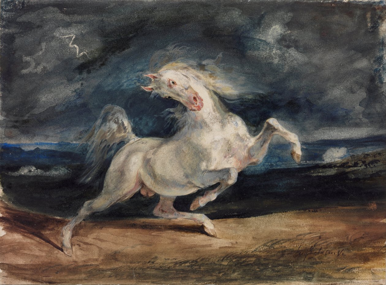Villámtól megrémült ló alkotó: Ferdinand Victor Eugene Delacroix