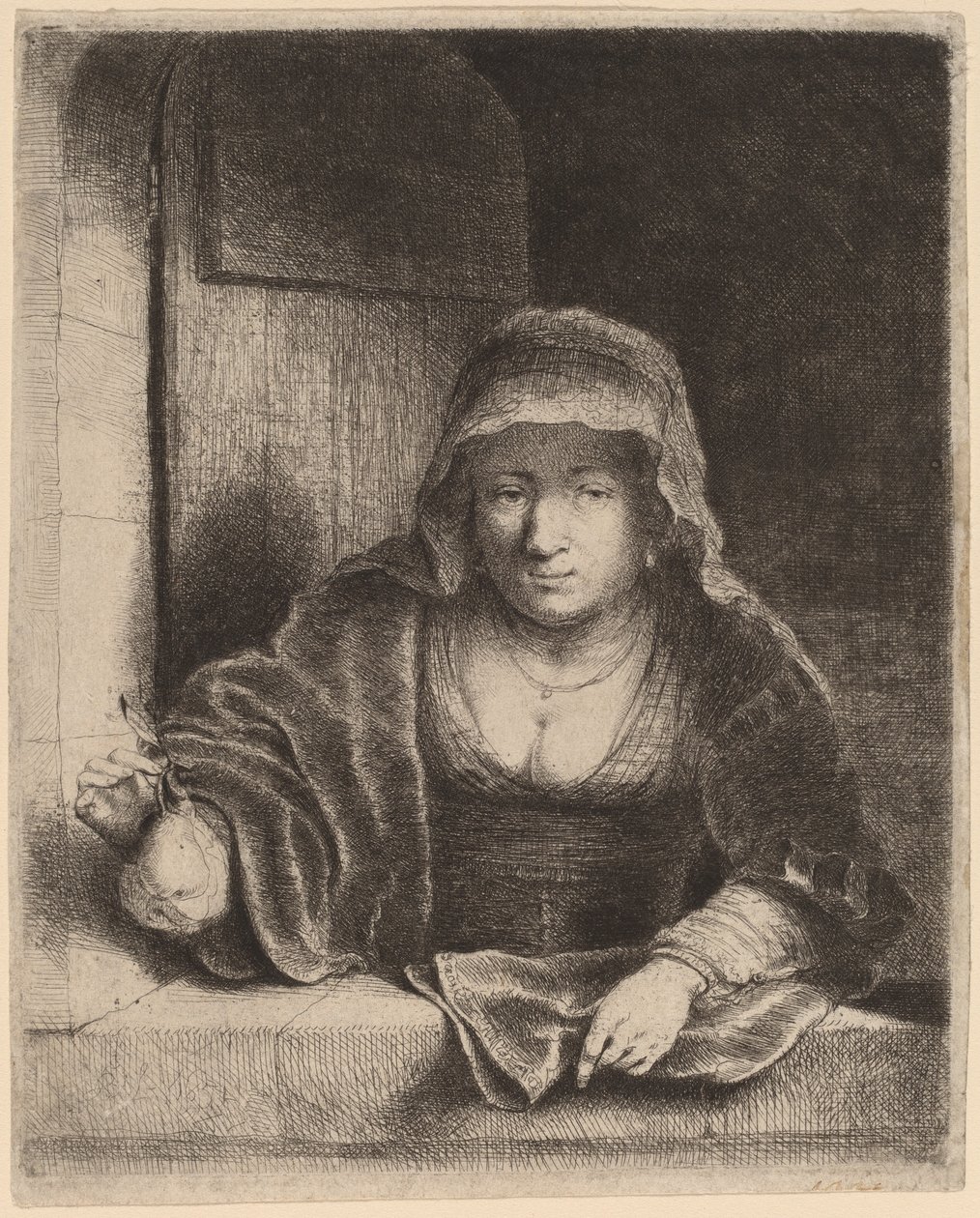 A nő a körtével alkotó: Ferdinand Bol