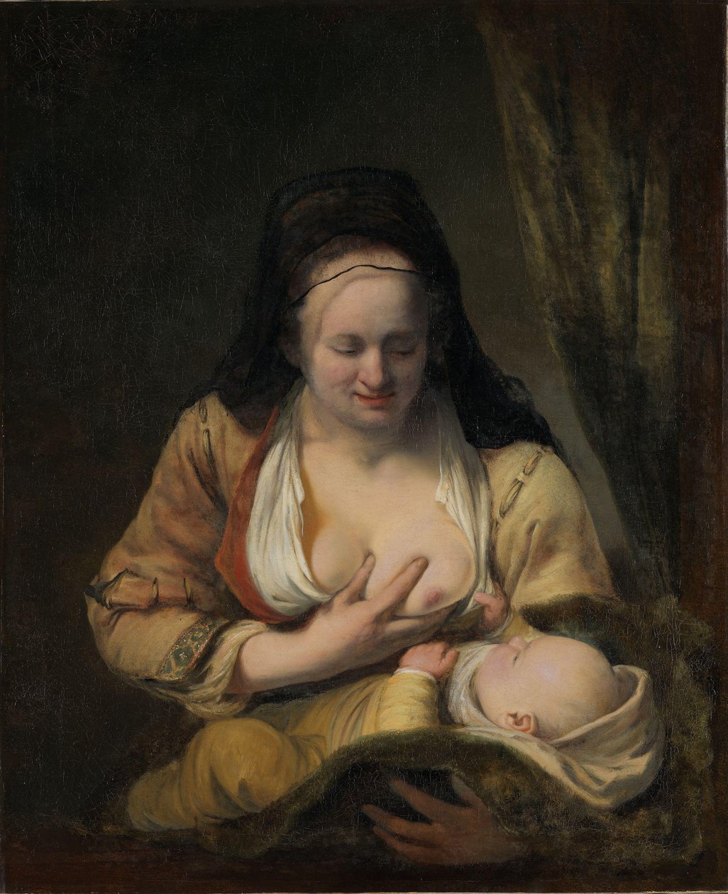 Csecsemőt szoptató nő (olaj, vászon) alkotó: Ferdinand Bol