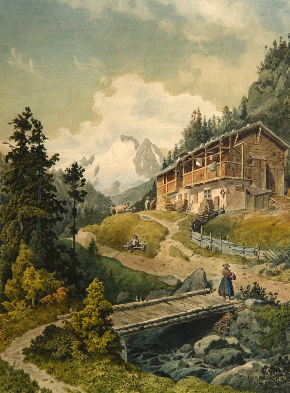Alpesi táj híddal alkotó: Ferdinand Gatt