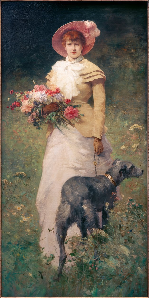 Nő kutyával alkotó: Ferdinand Heilbuth