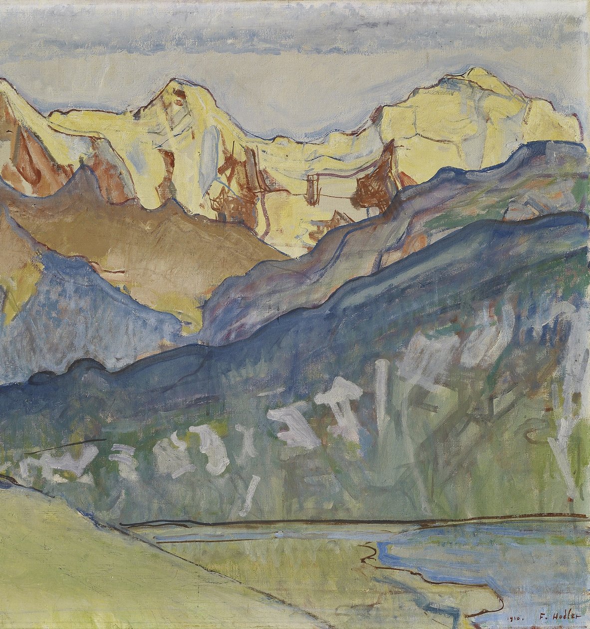Eiger, Mönch és Jungfrau Beatenbergből alkotó: Ferdinand Hodler
