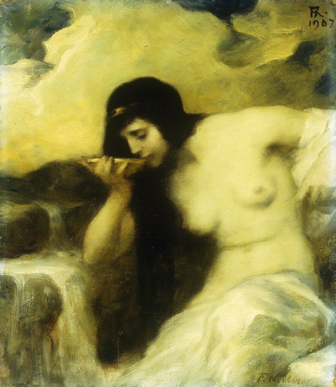 Egy nimfa iszik egy forrásnál, 1907 alkotó: Ferdinand Keller