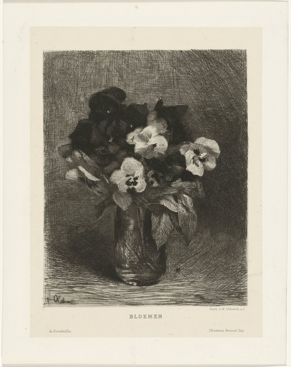Ibolya vázában Virágok (cím a tárgyon) alkotó: Ferdinand Oldewelt