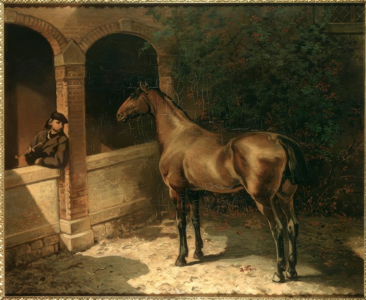Ló és dohányos alkotó: Louis Ferdinand von Rayski