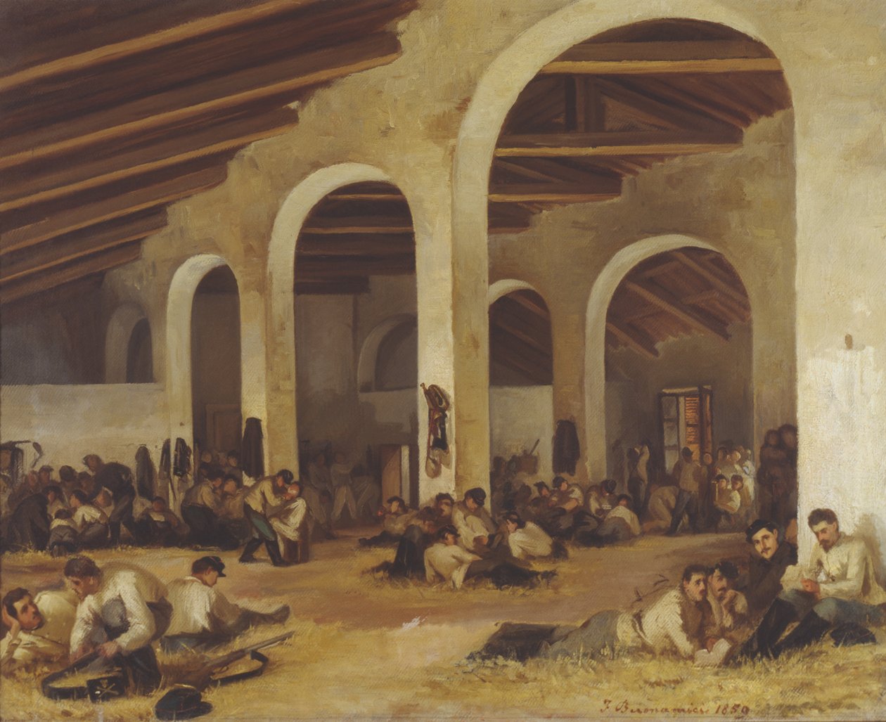 Egy laktanya Modenában, 1859 alkotó: Ferdinando Buonamici