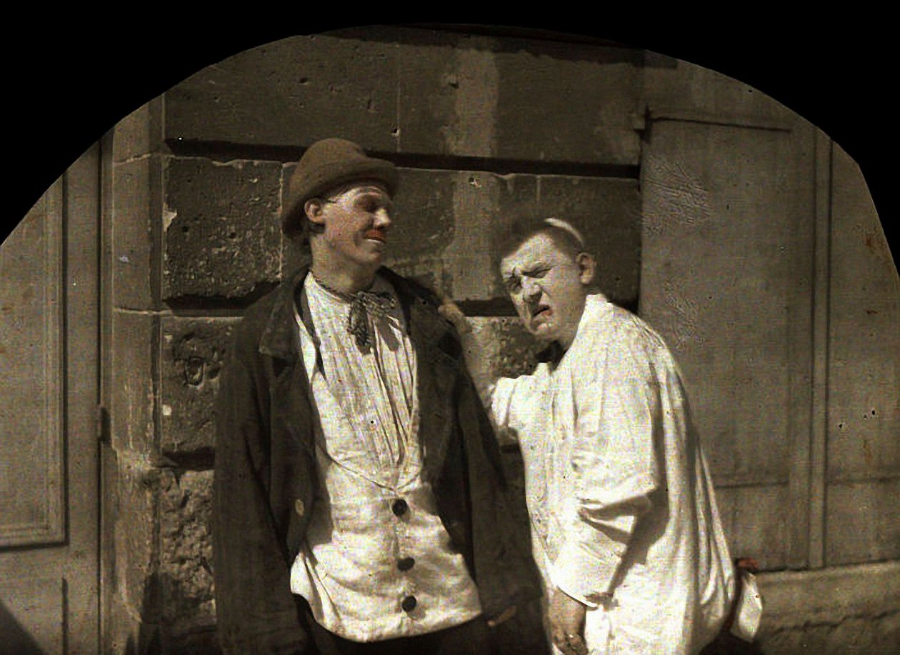 Footel, a bohóc és fia, Soissons, Aisne, Franciaország, 1917 (autokróm) alkotó: Fernand Cuville