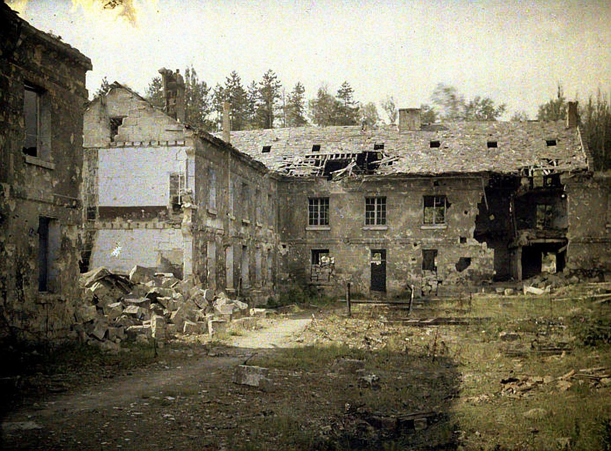 Üveggyár, Vauxrot, Cuffies, Aisne, Franciaország, 1917 (autokróm) alkotó: Fernand Cuville