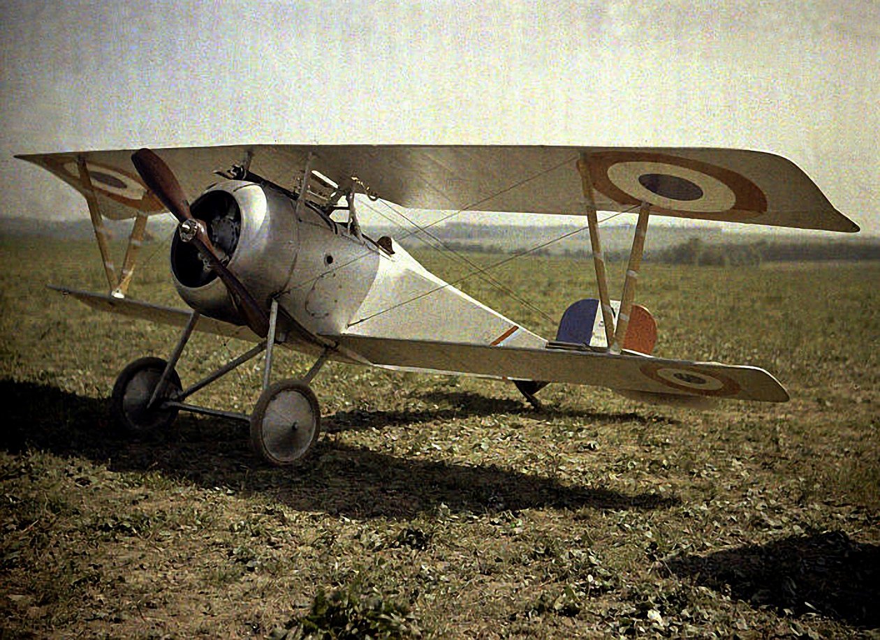 Nieuport kétfedelű repülőgép, Aisne, Franciaország, 1917 (autokróm) alkotó: Fernand Cuville