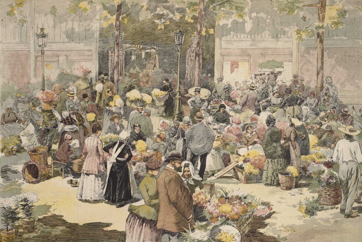 Virágpiac, Párizs, 1886 alkotó: Fernand Fau