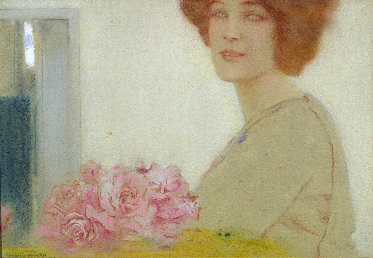 Rózsák, 1912 (pasztell, papíron) alkotó: Fernand Khnopff
