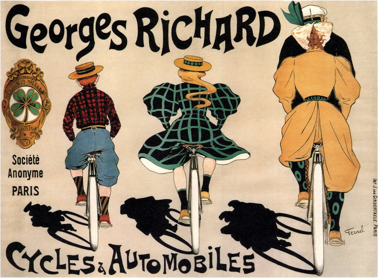 Kerékpárok és autók Georges Richard, 1896 alkotó: Fernand Fernel