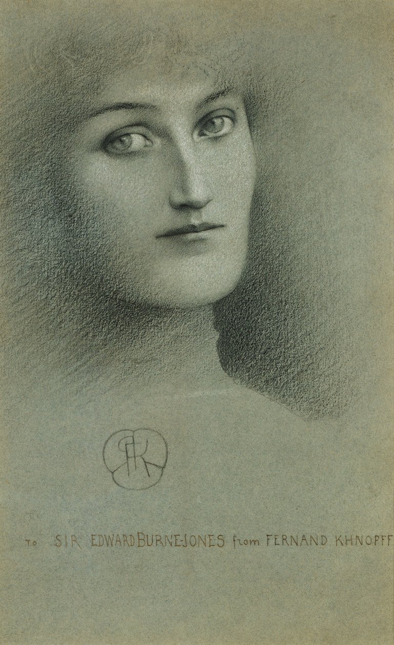 Női fej; Egy nő feje, 1896 alkotó: Fernand Khnopff