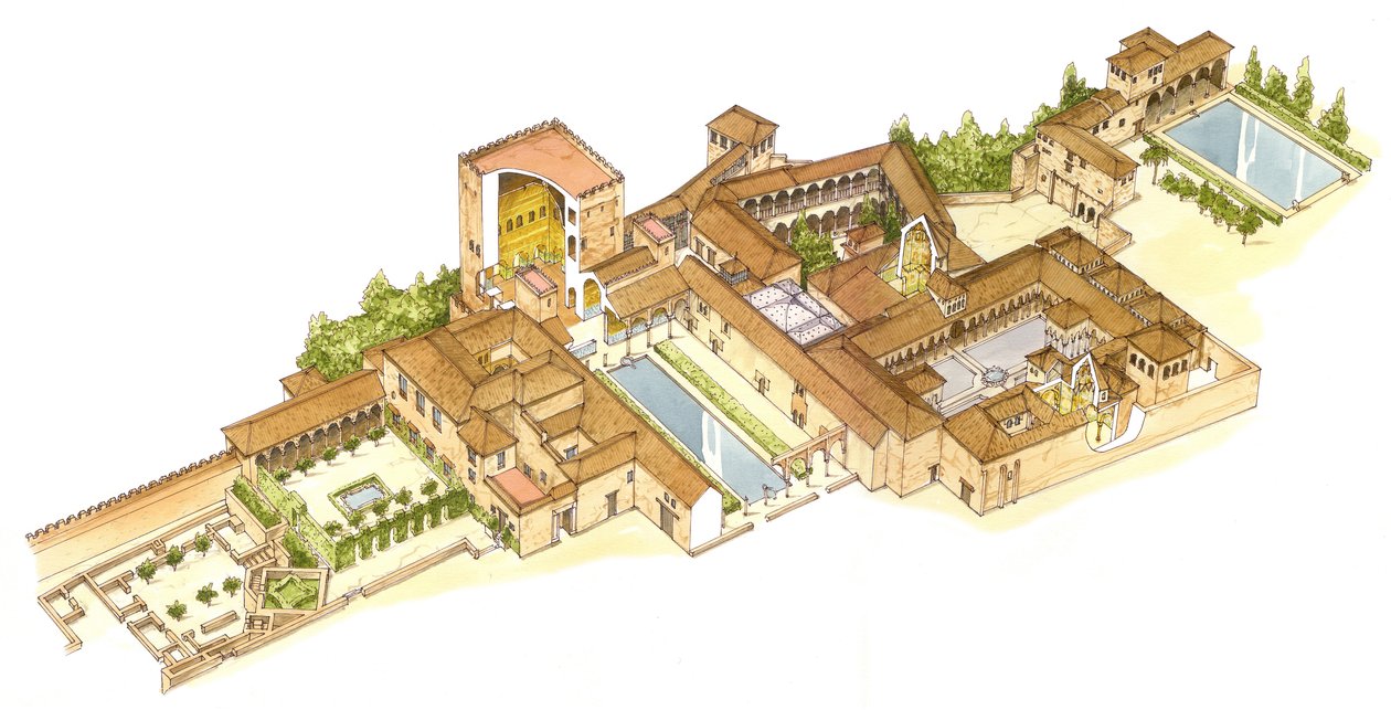 Alhambra, Granada, Spanyolország. Királyi paloták alkotó: Fernando Aznar Cenamor