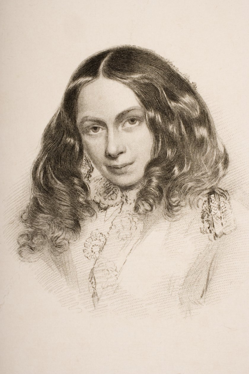 Elizabeth Barrett Browning (1806-61) 1859 márciusában, metszett G. Cook alkotó: Field Talfourd
