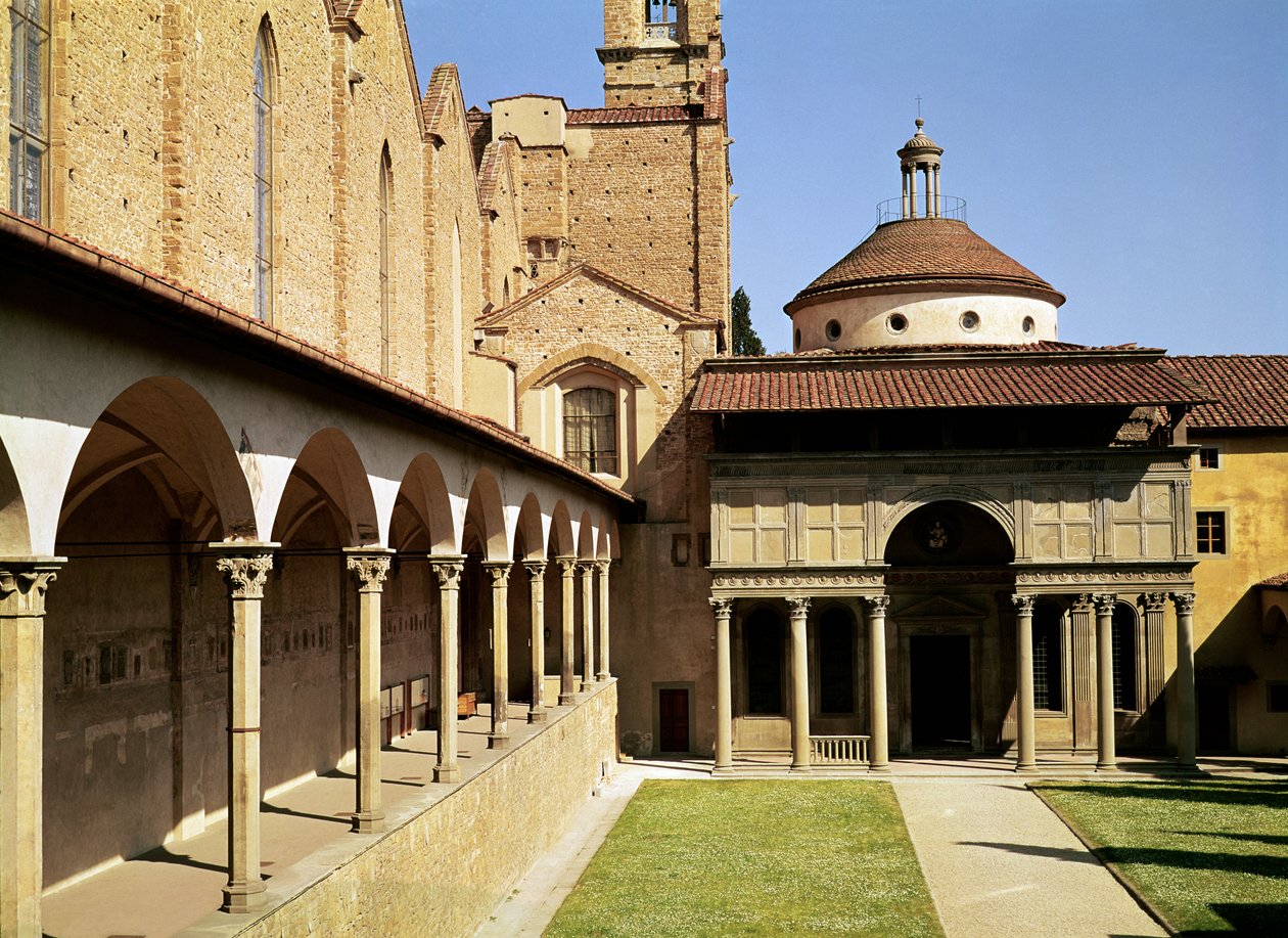 A kerengő és a Pazzi-kápolna látképe, 1429-46 alkotó: Filippo Brunelleschi