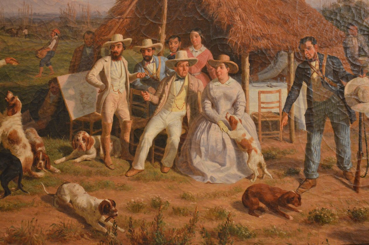 Részlet Filippo Palizzi A nápolyi királyi család vadászaton című festményéből a firenzei Galleria d
