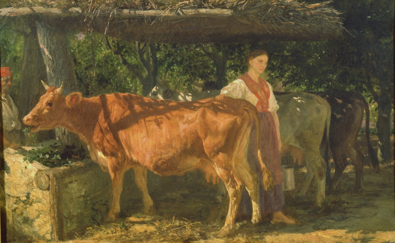 Három tehén etetése, 1860 alkotó: Filippo Palizzi