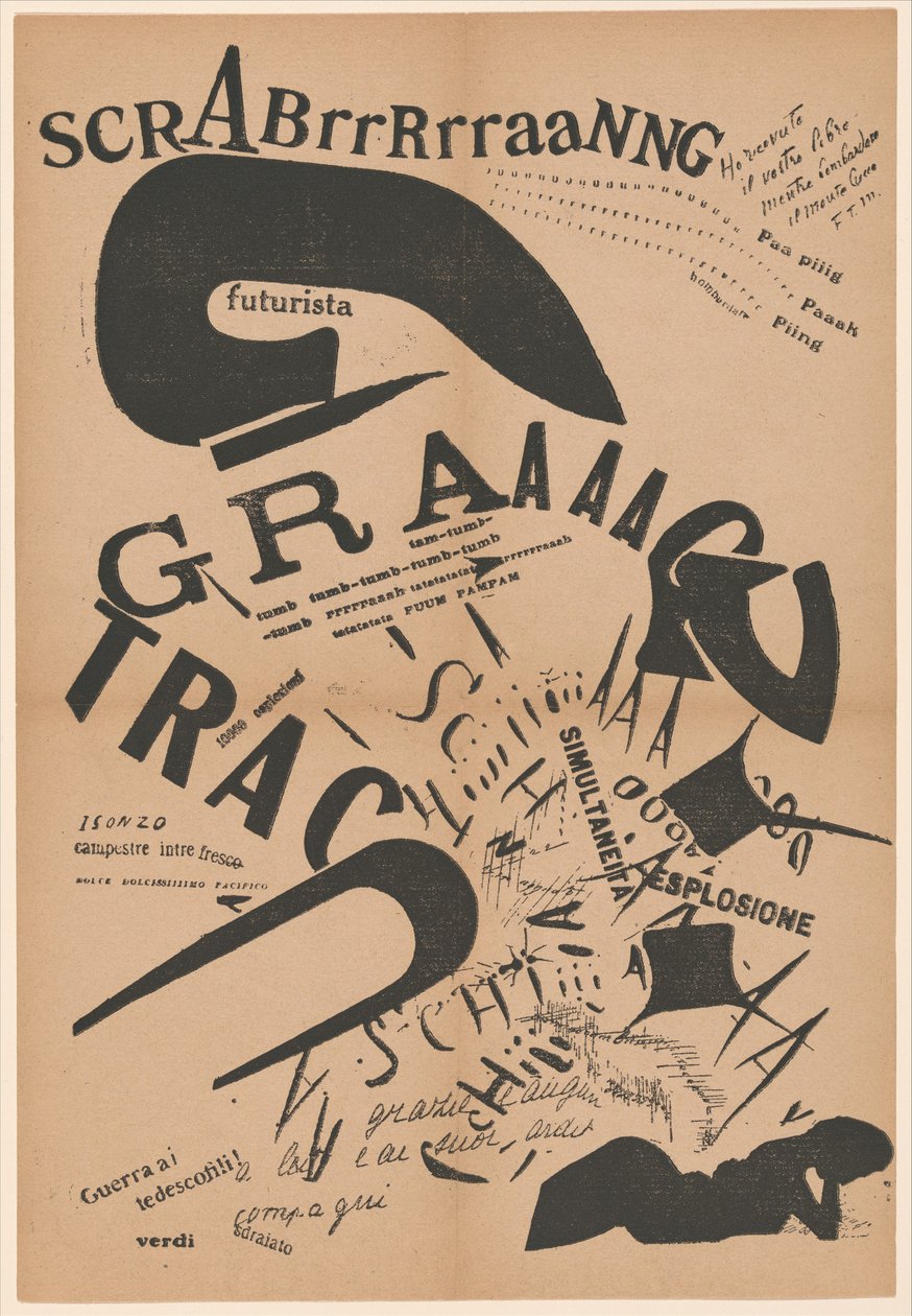 Este, ágyán fekve újraolvasta tüzérjének levelét a fronton, 1917 (magasnyomás) alkotó: Filippo Tommaso Emilio Marinetti