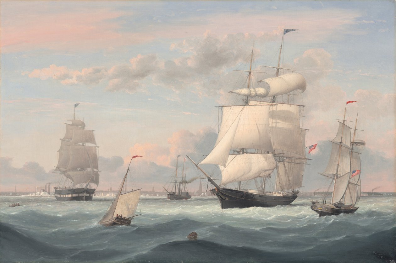 New York-i kikötő, 1852. alkotó: Fitz Hugh Lane