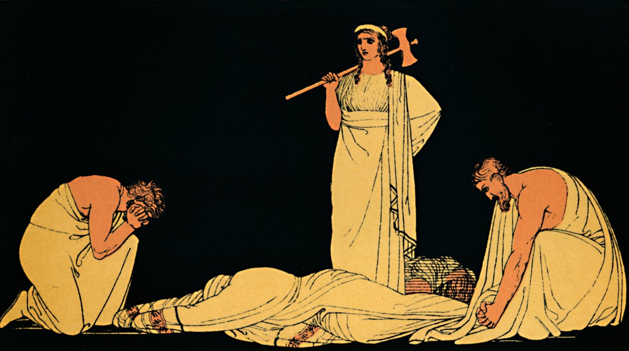 Agamemnon meggyilkolása, 1880 alkotó: Flaxman
