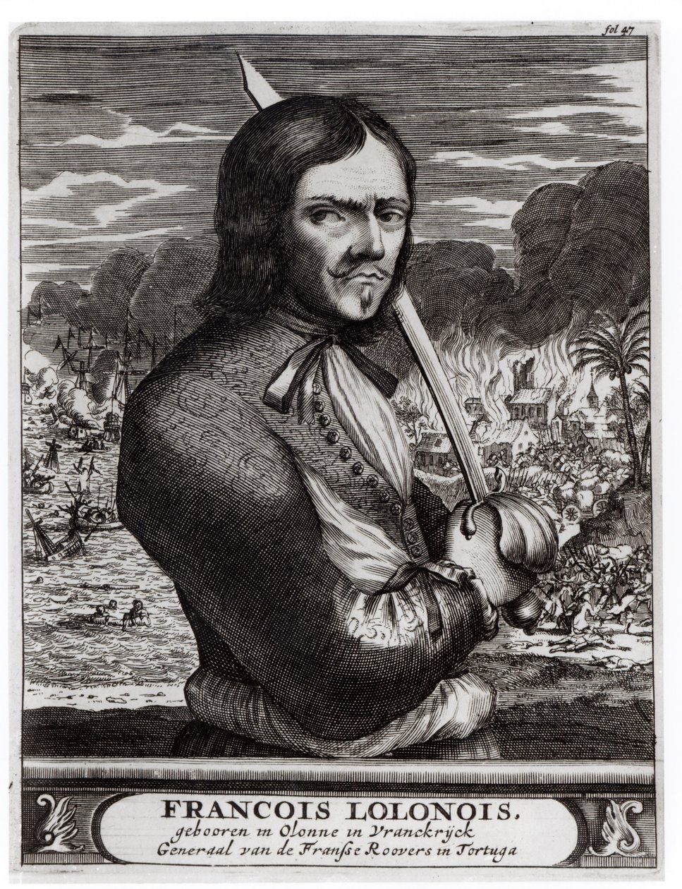 Francois Lolonois, a francia banditák tábornoka Tortugában alkotó: Flemish School