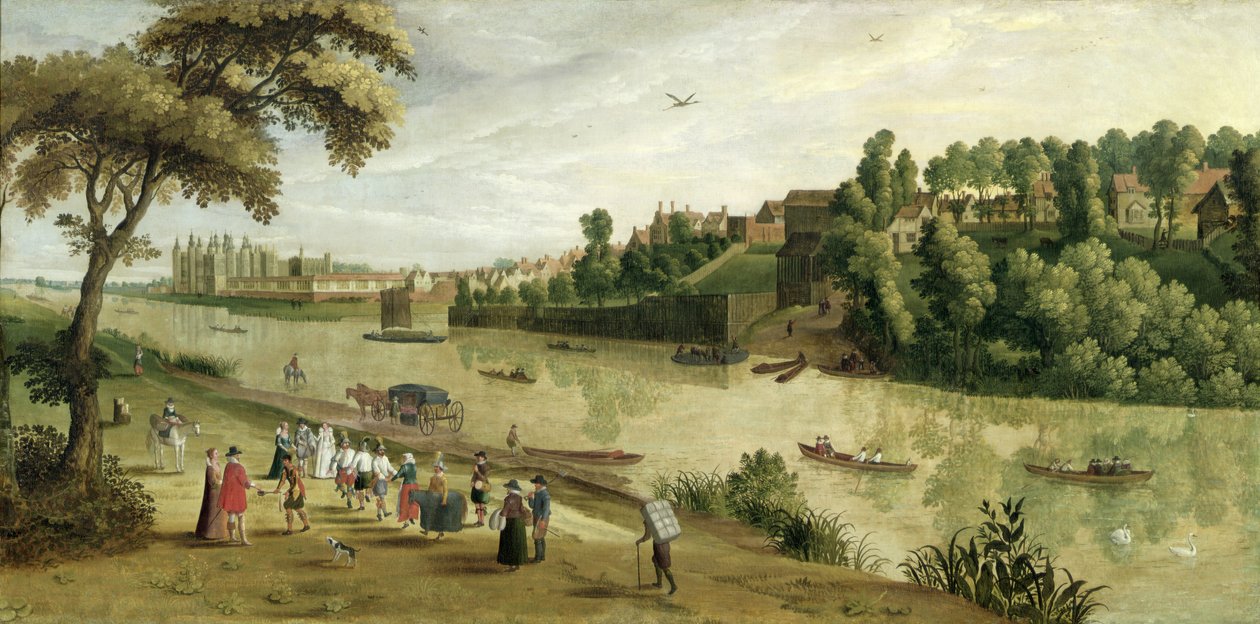 A Temze Richmondban, a régi királyi palotával, 1620 körül alkotó: Flemish School