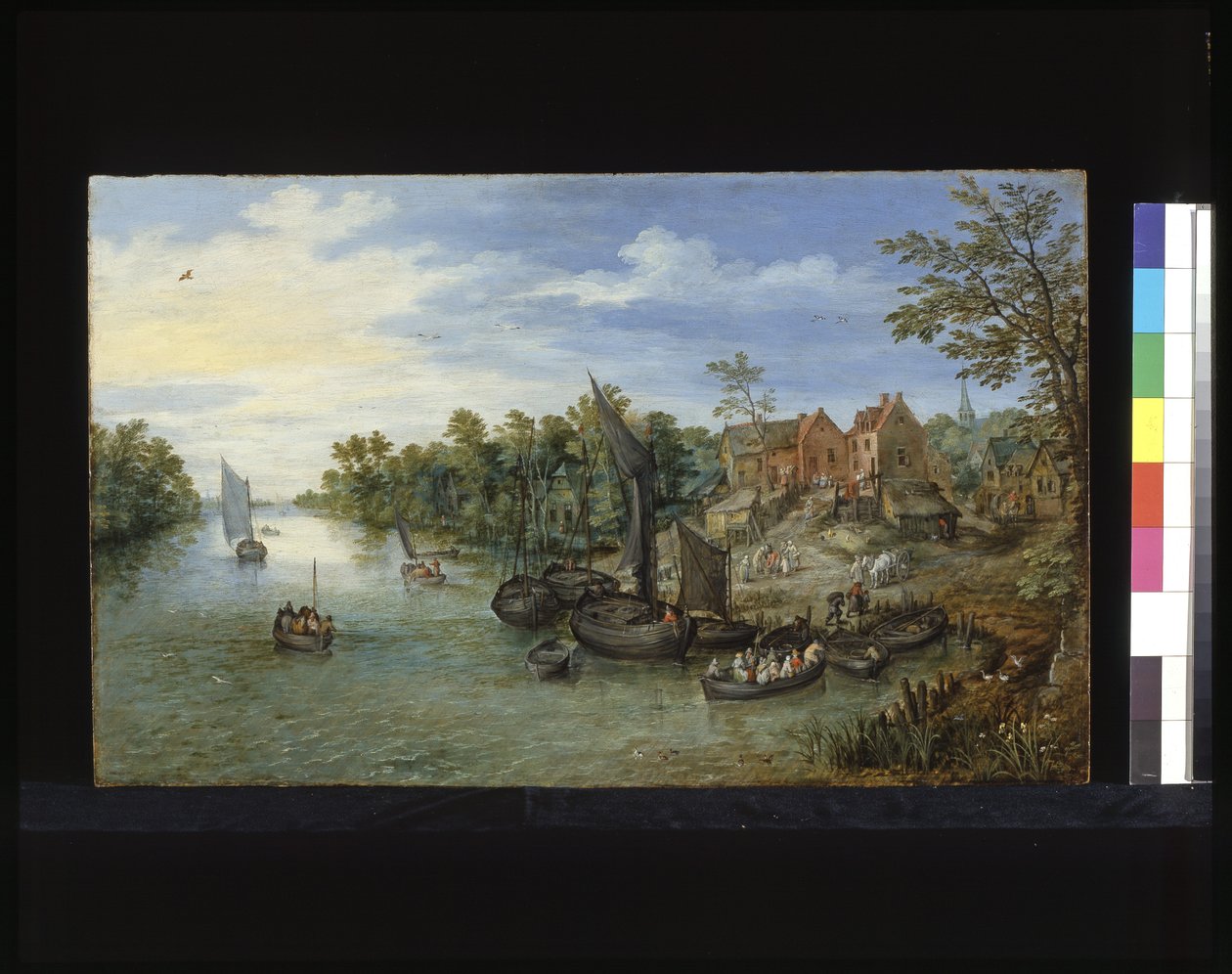 Folyói táj (olaj, fa) alkotó: Flemish School