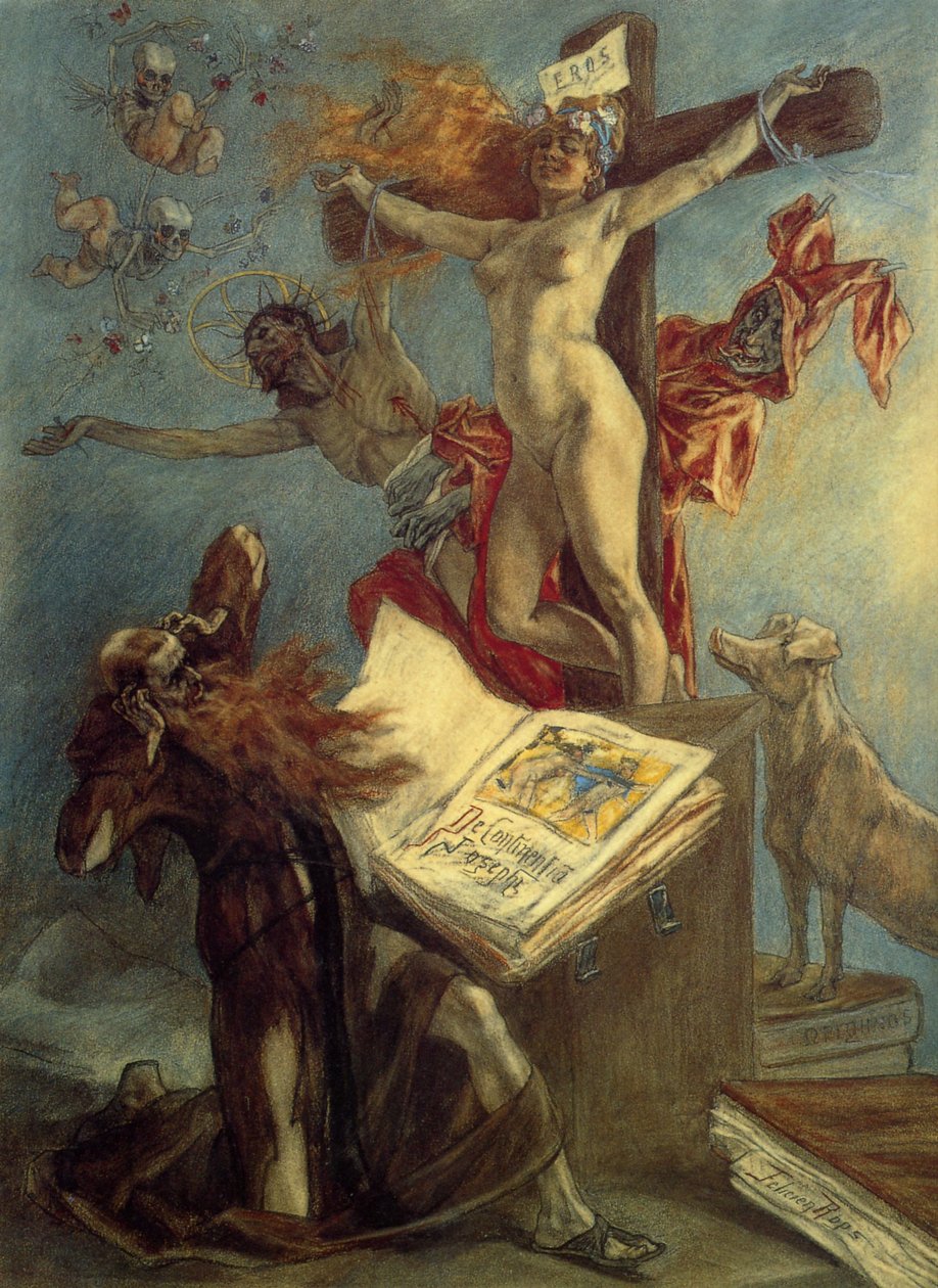 Szent Antal kísértése, Félicien Rops pasztellrajza alkotó: Félicien Rops