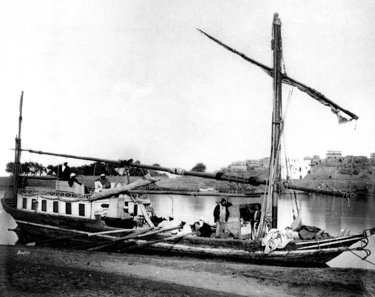 Hajó a Níluson, Egyiptom, 1878 alkotó: Félix Bonfils