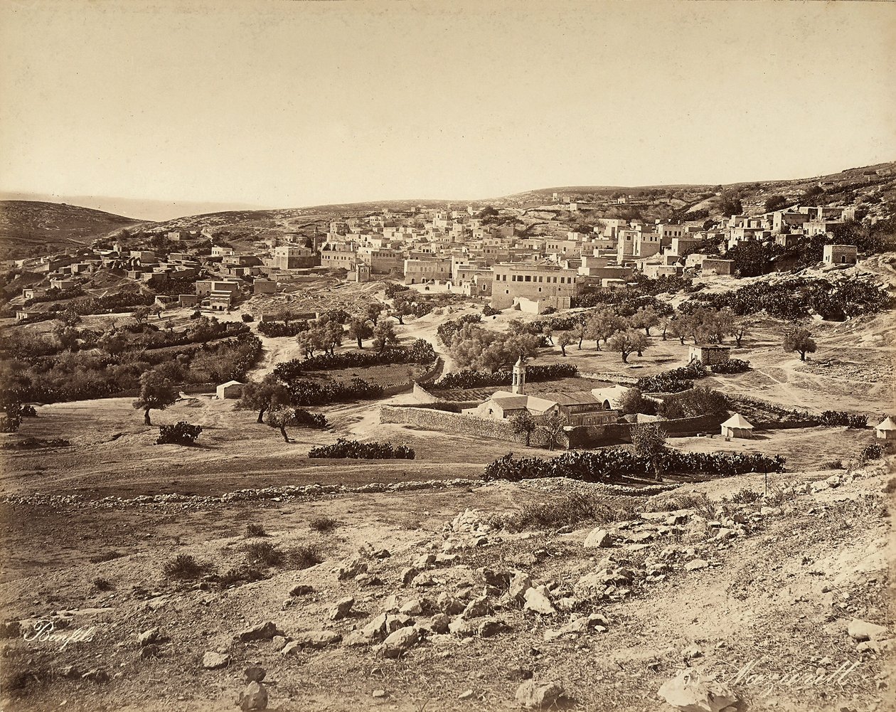 Panorámás kilátás Názáretre, Izrael alkotó: Félix Bonfils