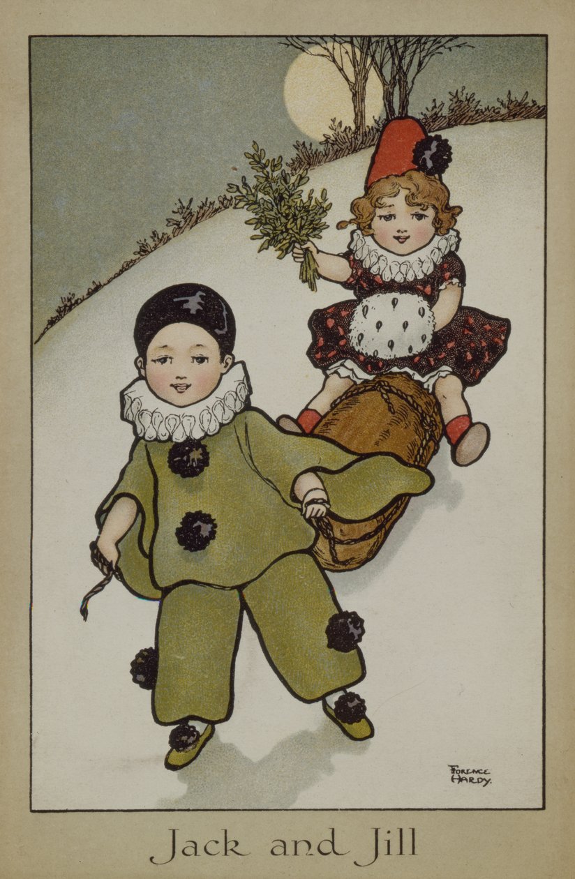 Jack és Jill, viktoriánus kártya alkotó: Florence Hardy