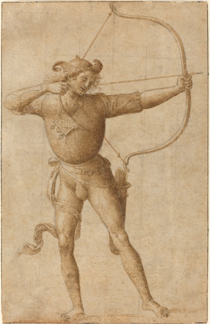 Íjász íjat rajzol alkotó: Follower of Pietro Perugino