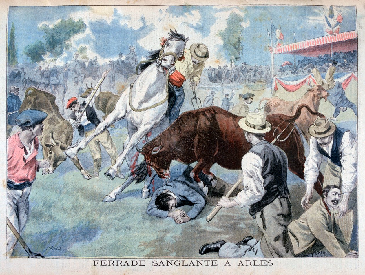 Bikaviadal esemény, Arles, Franciaország, 1898 alkotó: Fortuné Méaulle