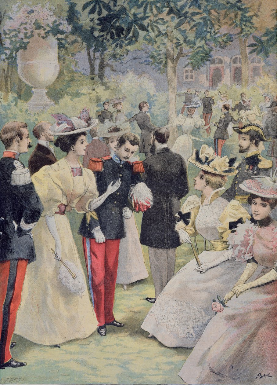Kerti parti az Elysee-ben, illusztráció a "Le Petit Journal"-ból, 1895. július 21. alkotó: Fortune Louis Meaulle