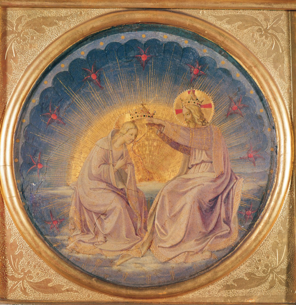 A Szűz koronázása (tondo), 1395 körül (olaj, fa) alkotó: Fra Angelico