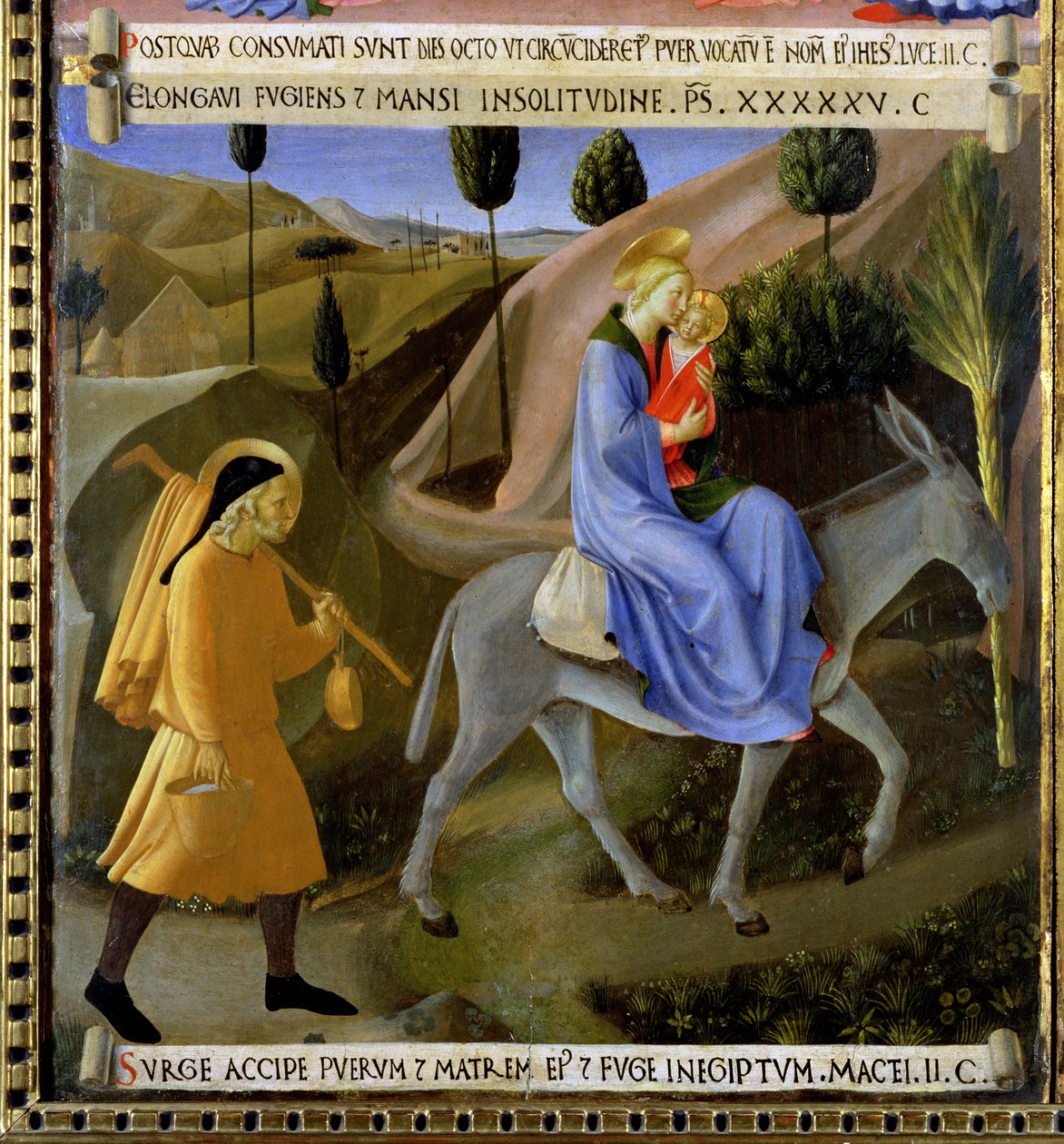 Repülés Egyiptomba, részlet a Santissima Annunziata ezüstkincstárának első táblájáról, 1450-53 körül (tempera a panelen) (lásd még: 165880 és 98902) alkotó: Fra Angelico