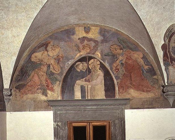 Krisztus üdvözli két domonkos testvért, Lunettet alkotó: Fra Angelico