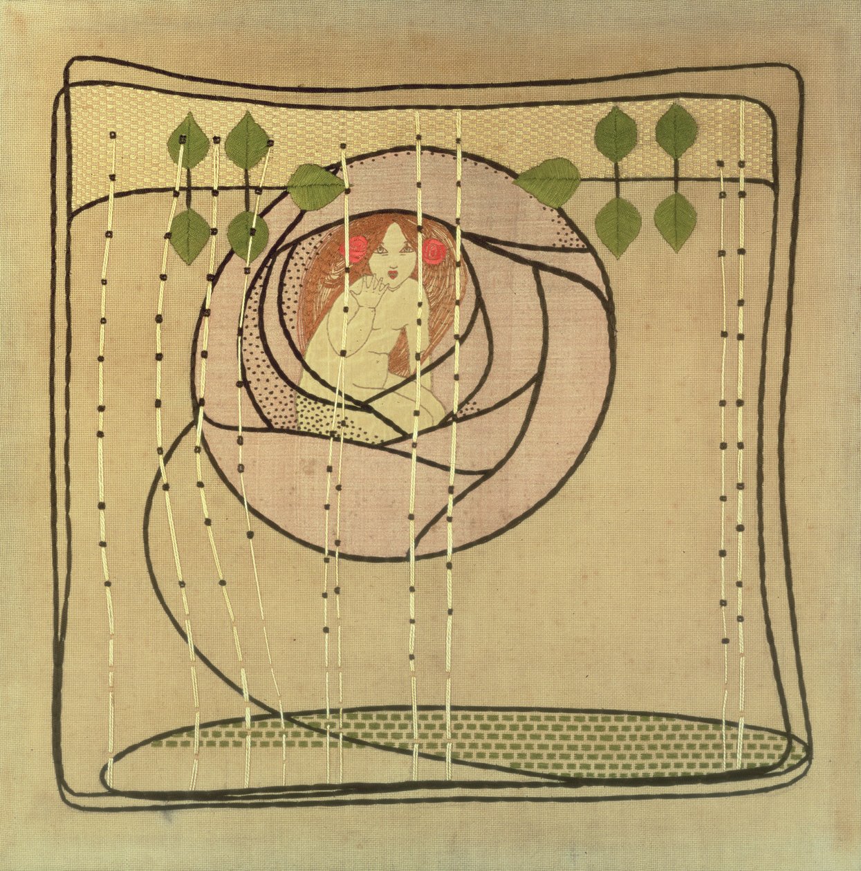 The Spirit of the Rose, 1900 körül (hímzés) alkotó: Frances McNair