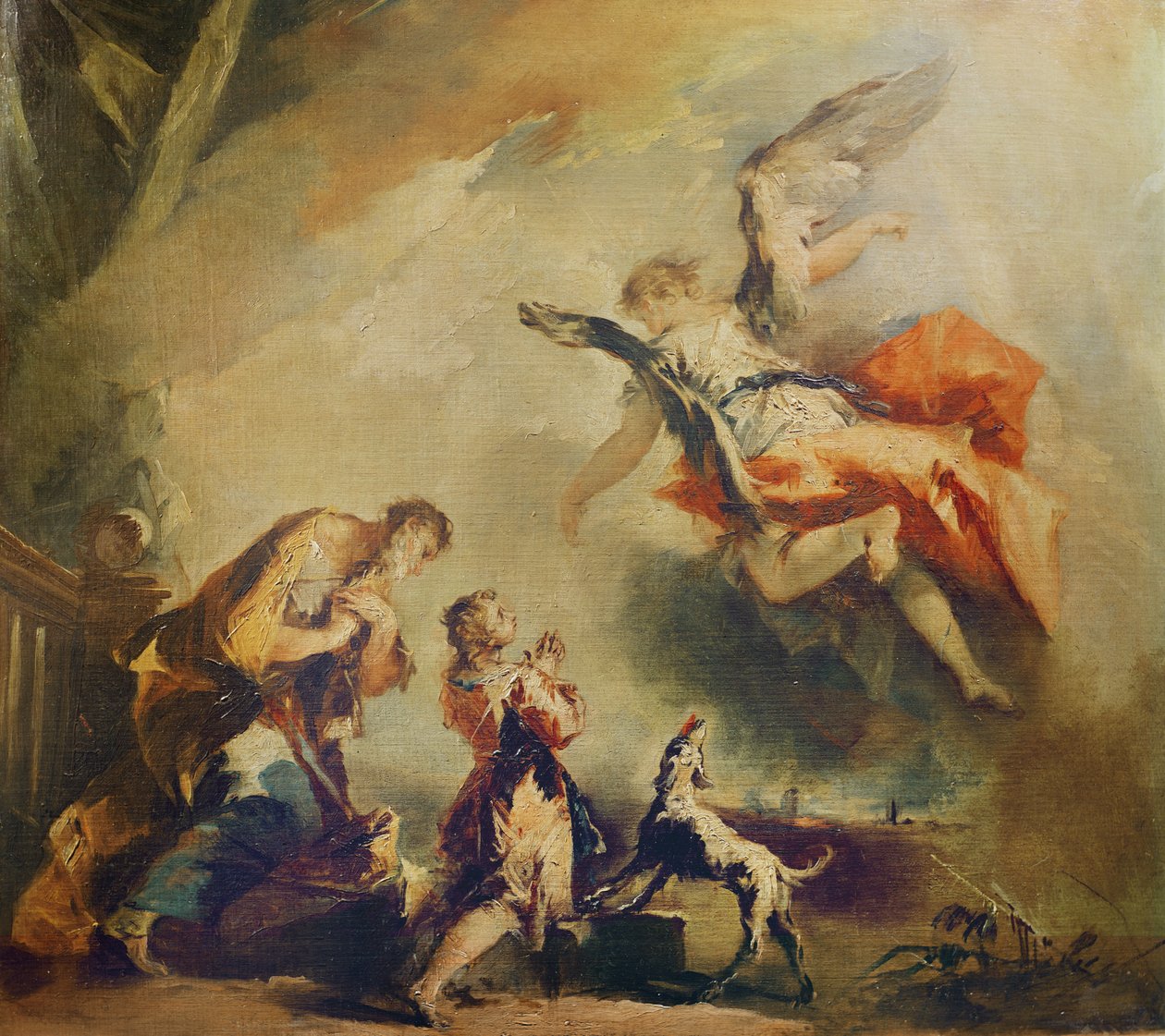 Tóbiás története, Rafael arkangyal távozása, c. 1750 alkotó: Francesco Guardi