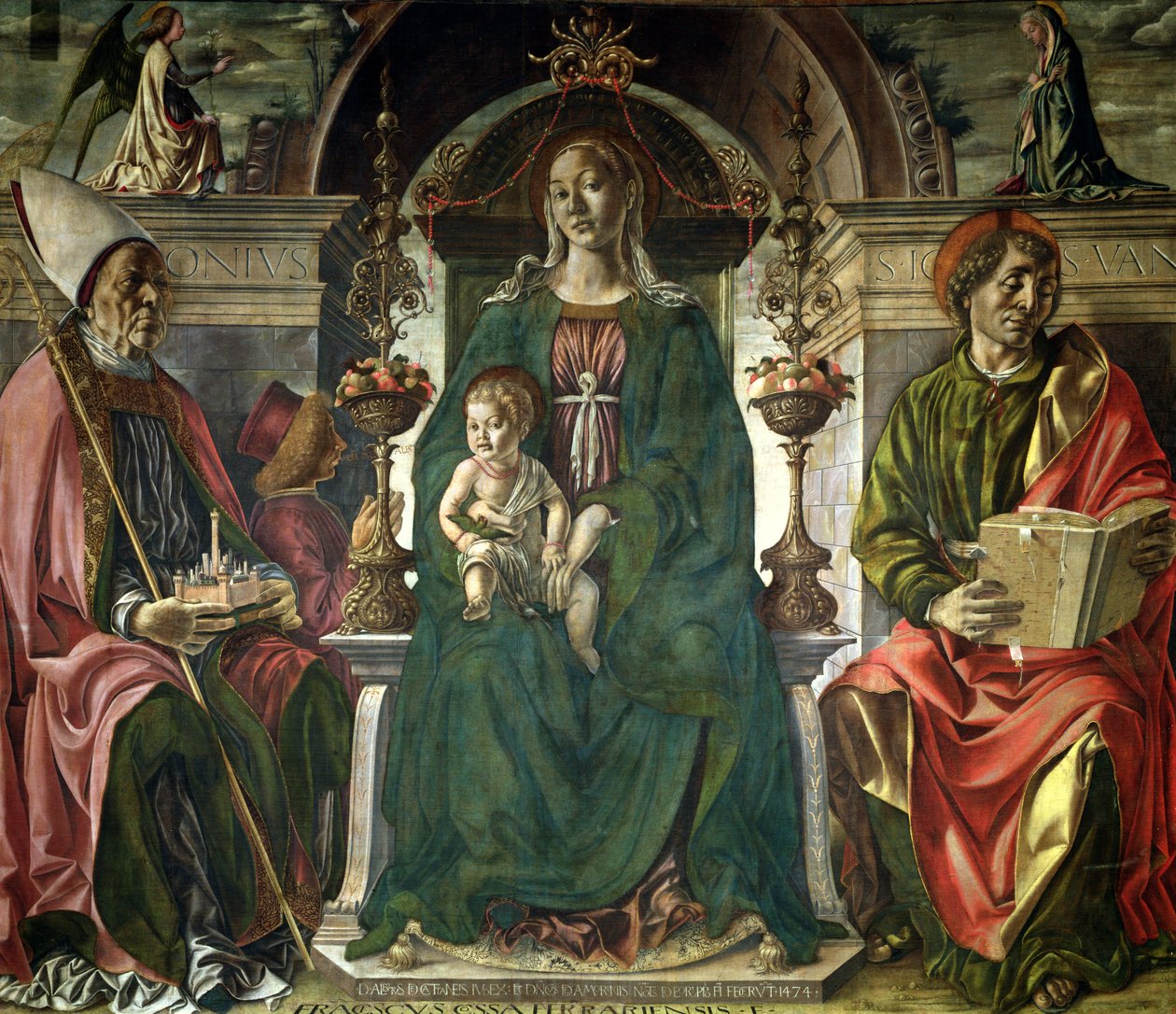 A Szűz és a szentek, 1474 (olaj) alkotó: Francesco del Cossa
