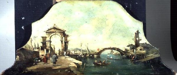 Capriccio velencei kikötőre néző alkotó: Francesco (after) Guardi