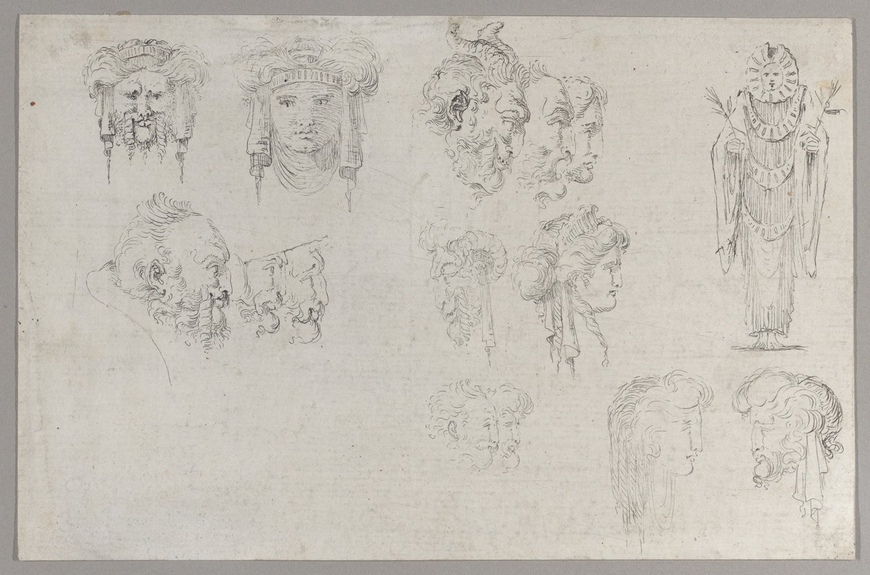 Tanulmányok a fejekről, kb. 1744. alkotó: Francesco Algarotti